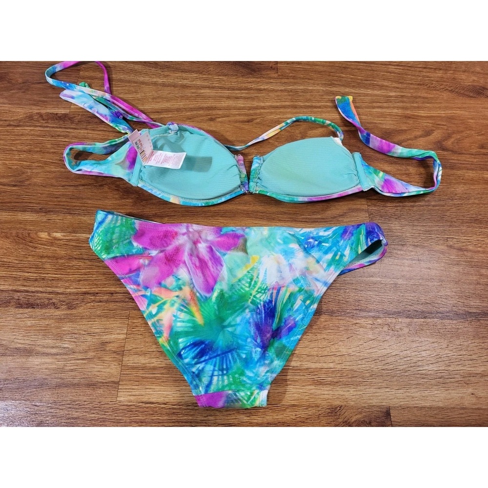 2Chillies Bikini Set Women Top 8 Bottom 12  Pink Purple Tie Dye  Swimsuit Bikini - Picture 2 of 6